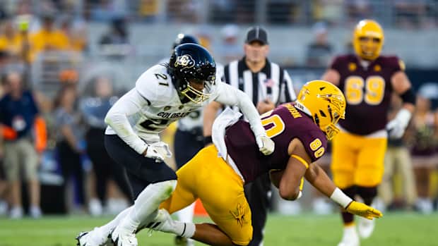 Colorado Buffaloes safety Shilo Sanders Arizona State Sun Devils tight end Messiah Swinson